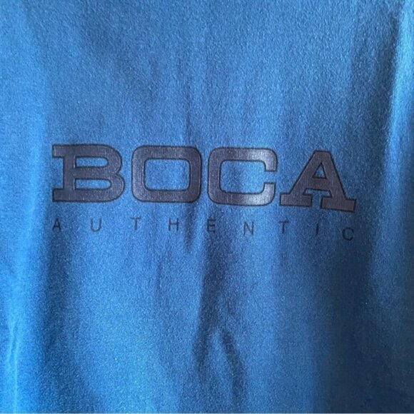 Vintage BOCA Cropped Sweatshirt Womans Large Blue Logo 100% Cotton Oversized 90s - Picture 4 of 16